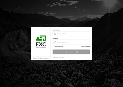 Simple CMS Login Page Design Concept For Quarry Heavy Equipment desktop ui filled heavy equipment login login page quarry ui design uiux