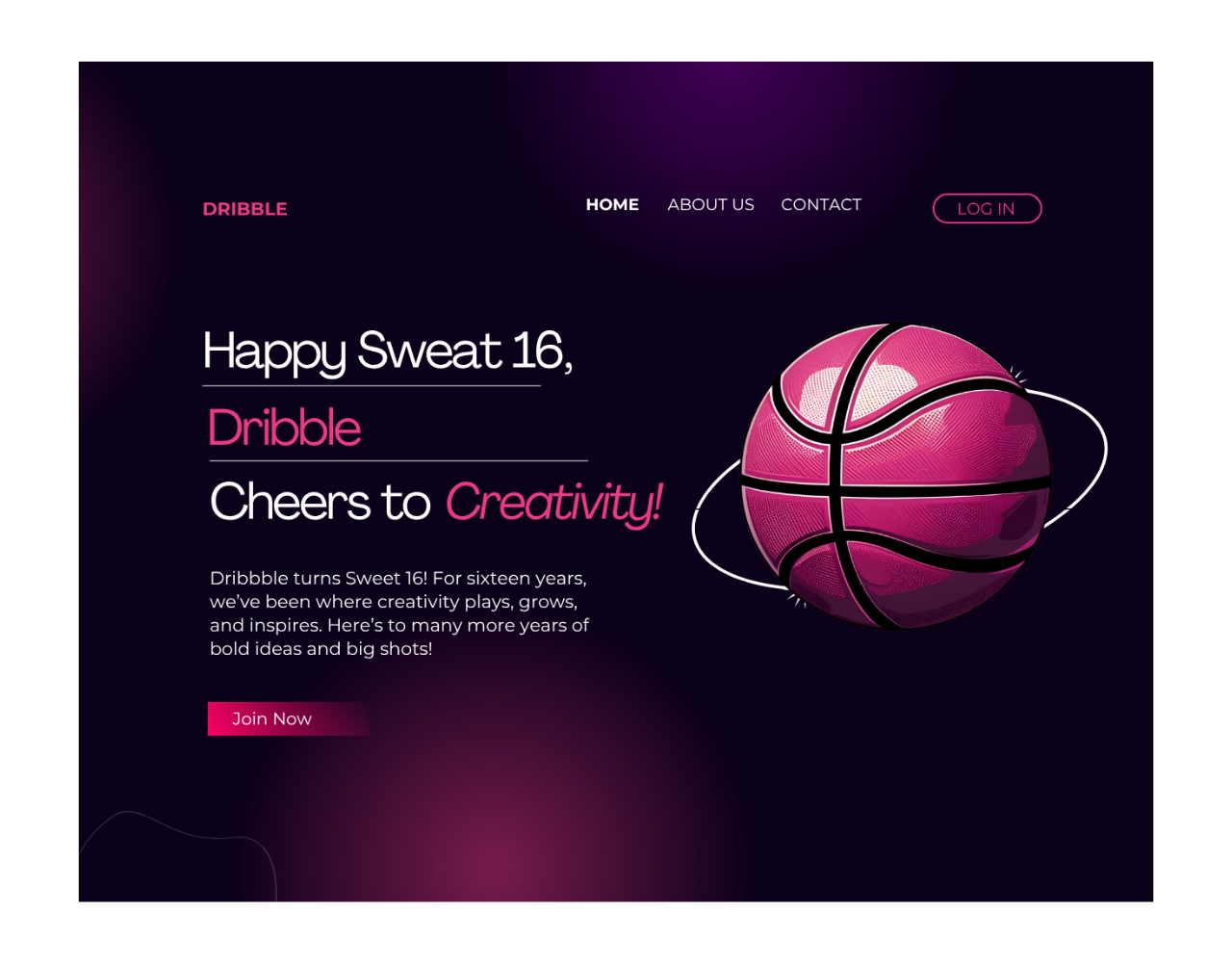 Happy sweat 16, Dribble! dribbble16 dribbblechallenge dribble anniversary landingpagedesign neonui sweet16 uicelebration webdesign wix wordpress