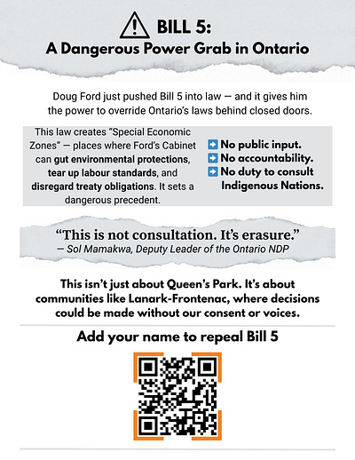 Bill 5: A Dangerous Power Grab in Ontario activism campaign design