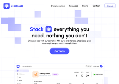 StackBase - Full Stack Development Platform Landing Page UI/UX api database desktop graphic design hero hero section landing page saas tech ui uiux ux web web design website