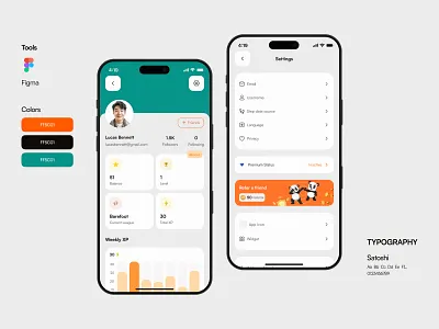Profile Analytics & Settings For Reward App account settings analytics app app design dashboard ui mobile app mobile dashboard profile profile design profile page profile screen settings settings screen settings ui step counter app step tracker user profile walking app walking app profile walkwin