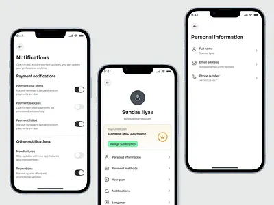Settings Mobile App UI fintech interface design mobile app profile settings ui