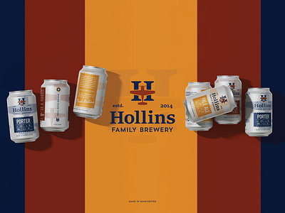 Hollins Brewery beer beverage brand identity branding brewery can label can packaging food identity label design logo logo design package package design packaging soda soda packaging visual identity
