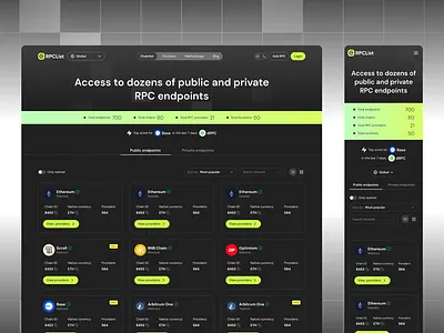 RPC List Web App crypto defi endpoints prototype providers ui ux web3