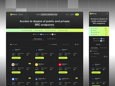 RPC List Web App crypto defi endpoints prototype providers ui ux web3