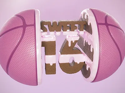 Is It Cake? Dribbble Edition animation aniversary baked bakery basketball birthday bounce cake cinema4d concept creative glaze illusion is it cake motion graphics playful product redshift sweet16 trending
