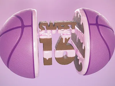 Is It Cake? Dribbble Edition animation aniversary baked bakery basketball birthday bounce cake cinema4d concept creative glaze illusion is it cake motion graphics playful product redshift sweet16 trending
