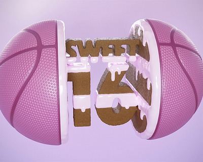 Is It Cake? Dribbble Edition animation aniversary baked bakery basketball birthday bounce cake cinema4d concept creative glaze illusion is it cake motion graphics playful product redshift sweet16 trending