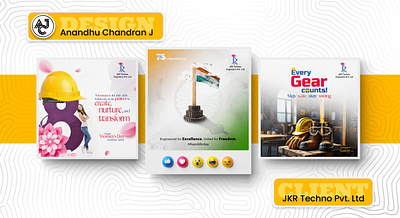 Social Media Posts for JKR adobe ai branding creative design digital art gear graphic design illustration india jkr logo photoshop poster poster design republic day typography ui ux vector