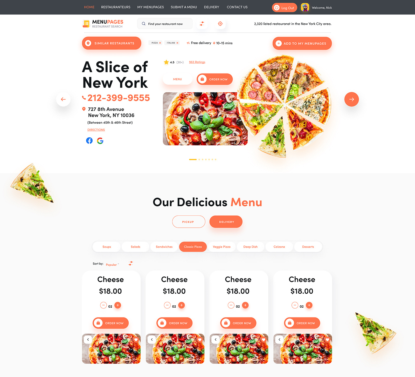 MenuPages Pizza Restaurant Layout