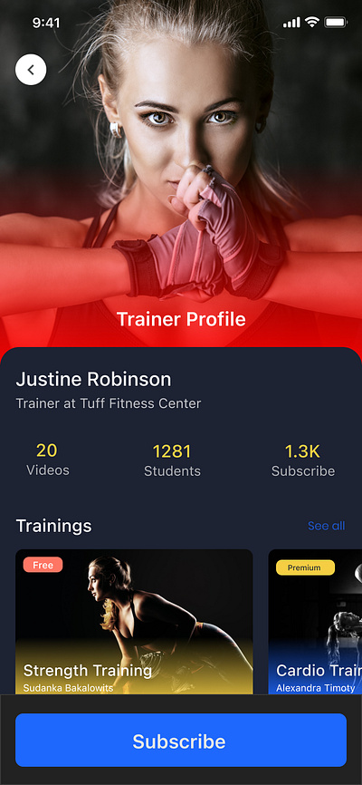 Fitness Mobile App Screens