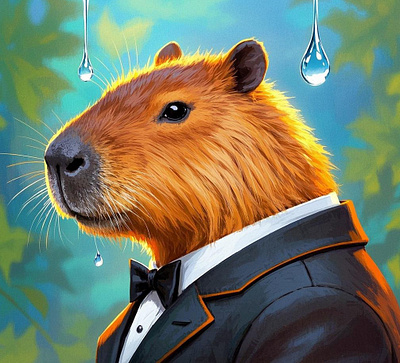 Capibara smoking animation graphic design logo