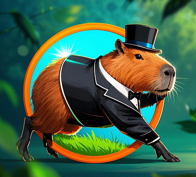 Capibara smoking animation graphic design logo