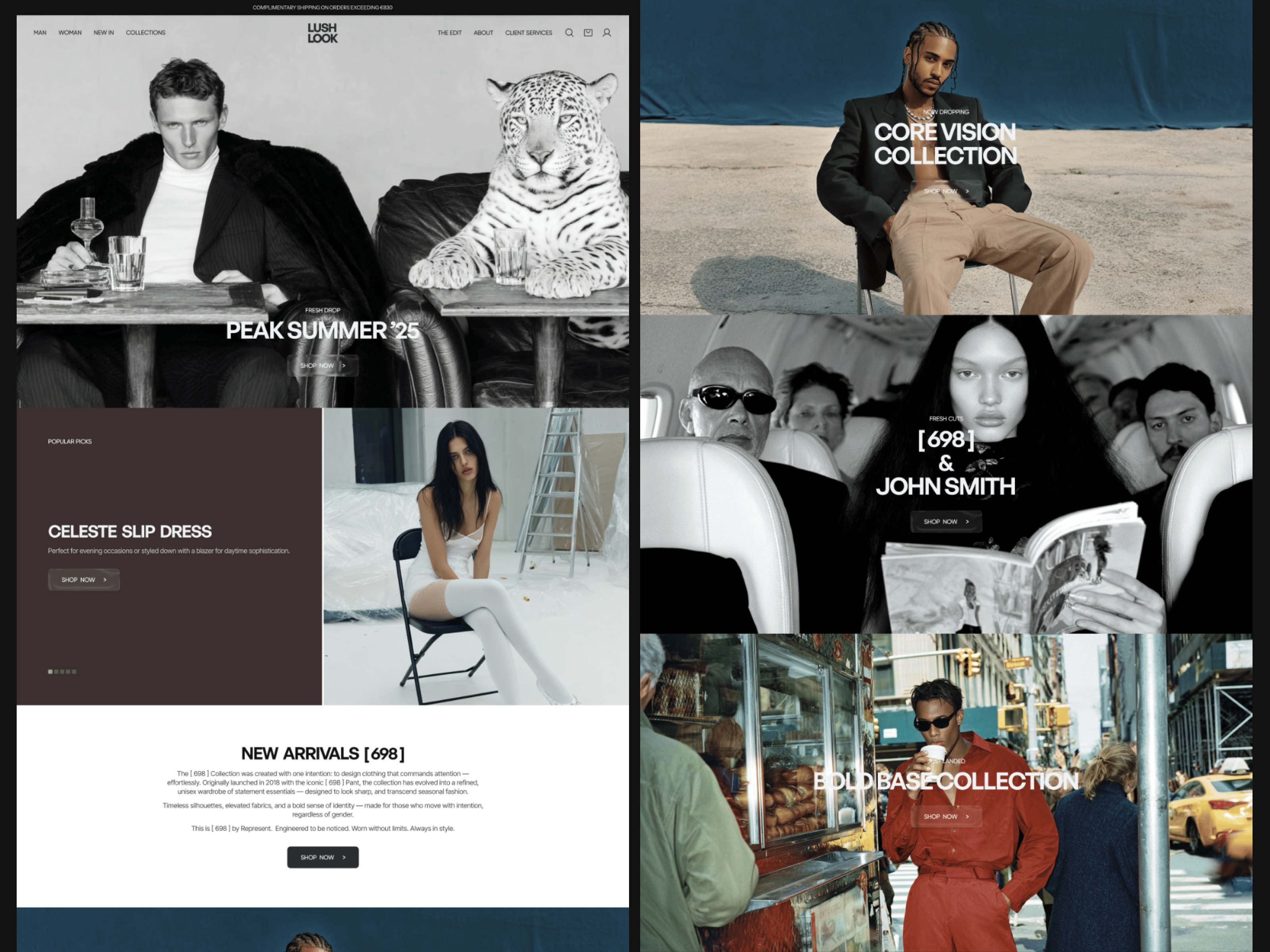 Clothing eCommerce with AI Visuals ai ai generated ai photo editorial b2c branding clothing ecommerce fashion store homepage landing page marketplace online store retail sell shopping trends ui ux web website