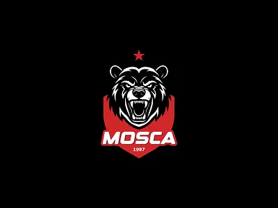 Mosca Sports Logo badge logo bear branding creative design flat design graphic design icon illustration logo design moscow rusia sports logo ui ui ux vector