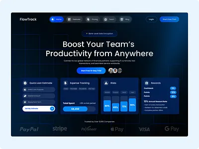 🚀 Hero Section – Dark Fintech Dashboard Landing Page dark mode data visualization figma figma website design financial analytics fintech dashboard interactive prototype landing page responsive design saas application ui ui ux designer uiux design ux web app design website design