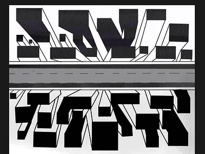 Cityscape digital art optical illusion
