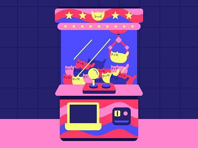 👾Unsplash | Retro gaming 80s 80s vibes arcade artwork cat claw machine colorful digital illustration fun gaming graphic design illustration illustrator kids retro vector