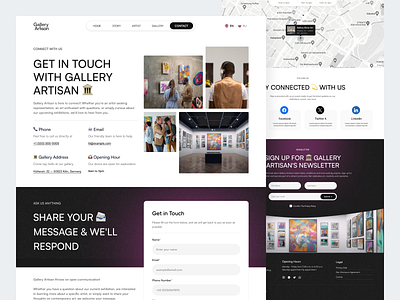 Gallery Artisan - Art Gallery Contact Page art art design art exhibition art gallery art museum art website artisan gallery artwork contact page creativity digital art landing page metaverse museum museum of art museum website nft painting web3 work of art