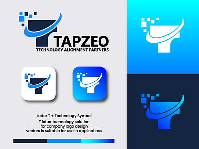 letter T technology solutions logo design vector flat