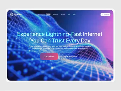 Broadband & Internet Service Provider Website – Hero Section animation product ui ux web website