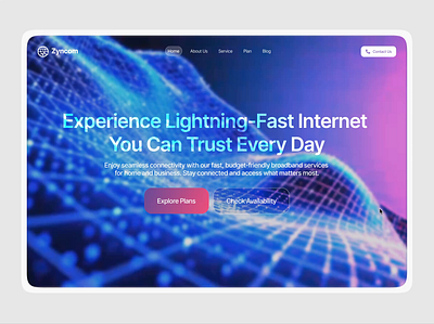 Broadband & Internet Service Provider Website – Hero Section animation product ui ux web website