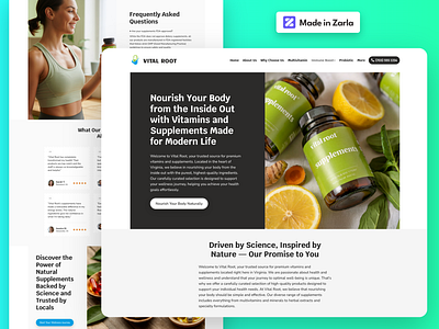 Vital Root - Zarla Product Landing Page Template ai website builder health product landing page local business local product product design product landing page small business web builder website design wix zarla