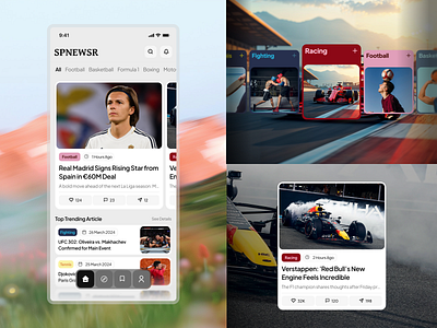 SPNEWSR - Article Sport News Mobile App article articlesport basketball card designapp f1 football iosdesignerapp mobileapp mobilearticle mobiledesign mobileiosapp mobilenews news newsport sport sportmobileapp uidesigner uiux webresponsive