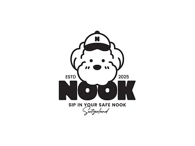 Nook Caffee Shop Logo Brand animal animation bakery brand branding cat cute dog hat kitty letter n logo logo mascot logomark mascot pet pet shop puppy symbol vet