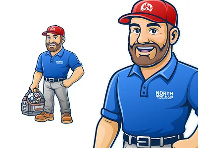 North Heat & Air - Mascot brand character design heat and air home service hvac illustration logo vector art