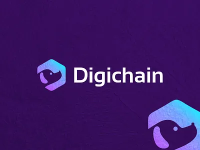 Digichain Logo - Dog Logo blokchain design brand branding color crypto design design dog dog logo graphic design hexagon logo illustration logo modern logo negative space logo prio hans typography vector