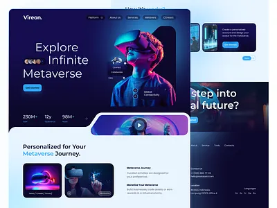 Metaverse Technology Website for Immersive Digital World 3d interaction website ai vr website ai agents ai agents landing page ar tech landing page blockchain startup design branding design digital identity platform framer tech layout futuristic tech website immersive landing page metaverse user interface metaverse website design motion ui for tech real time interaction site virtual world branding vr platform website web3 ui design webflow metaverse site