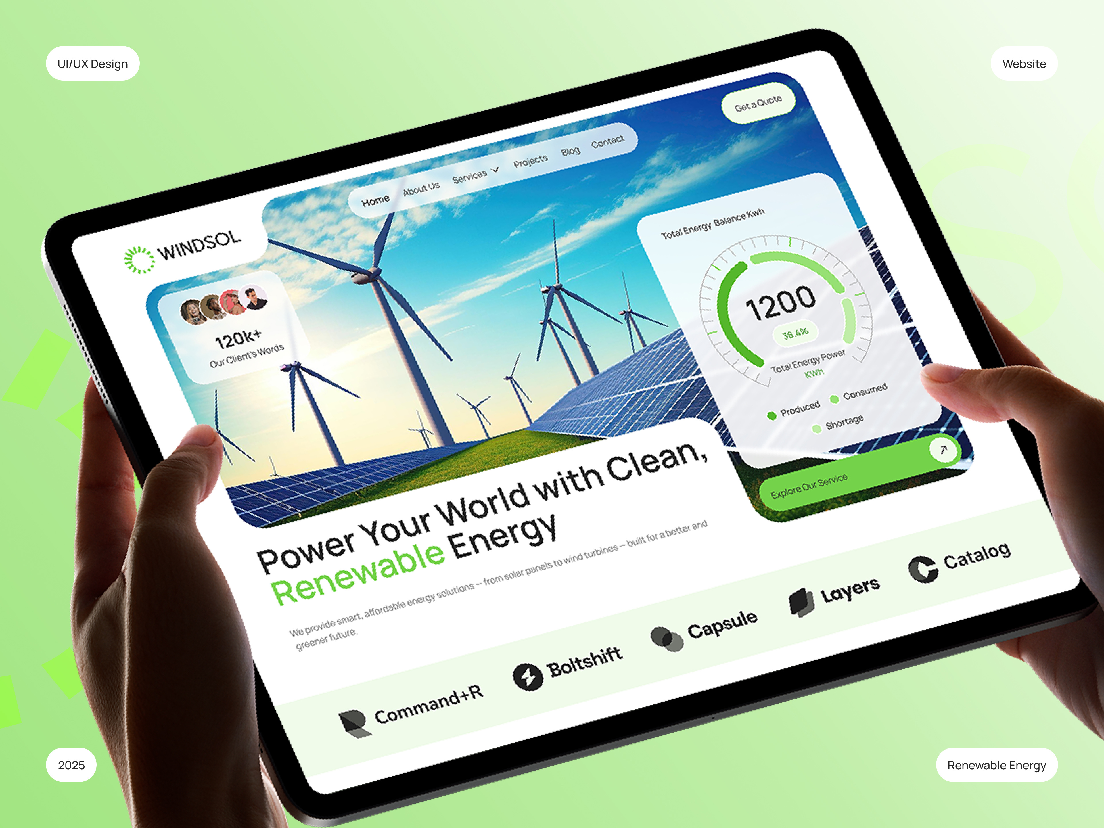 Renewable Energy Business Website UI Design | Solar energy figma landing page design landing page ui renewable renewable energy renewable energy website solar solar energy sustainable ui ui ux uiux ux website design