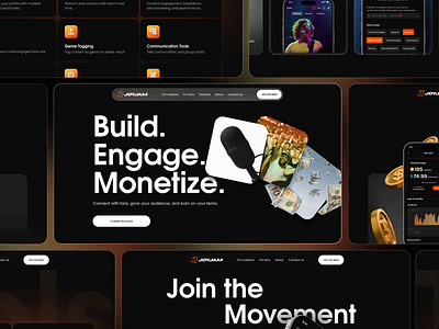 Creator page for the JoyJam music platform animation app design landing page music music app outcrowd platform design ui ui design uiux web web design webflow website