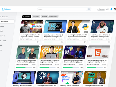 Ulearna - My Courses Tabs UI coursedashboard edtech elearningdesign learningplatform ui ui ux design ux webappui