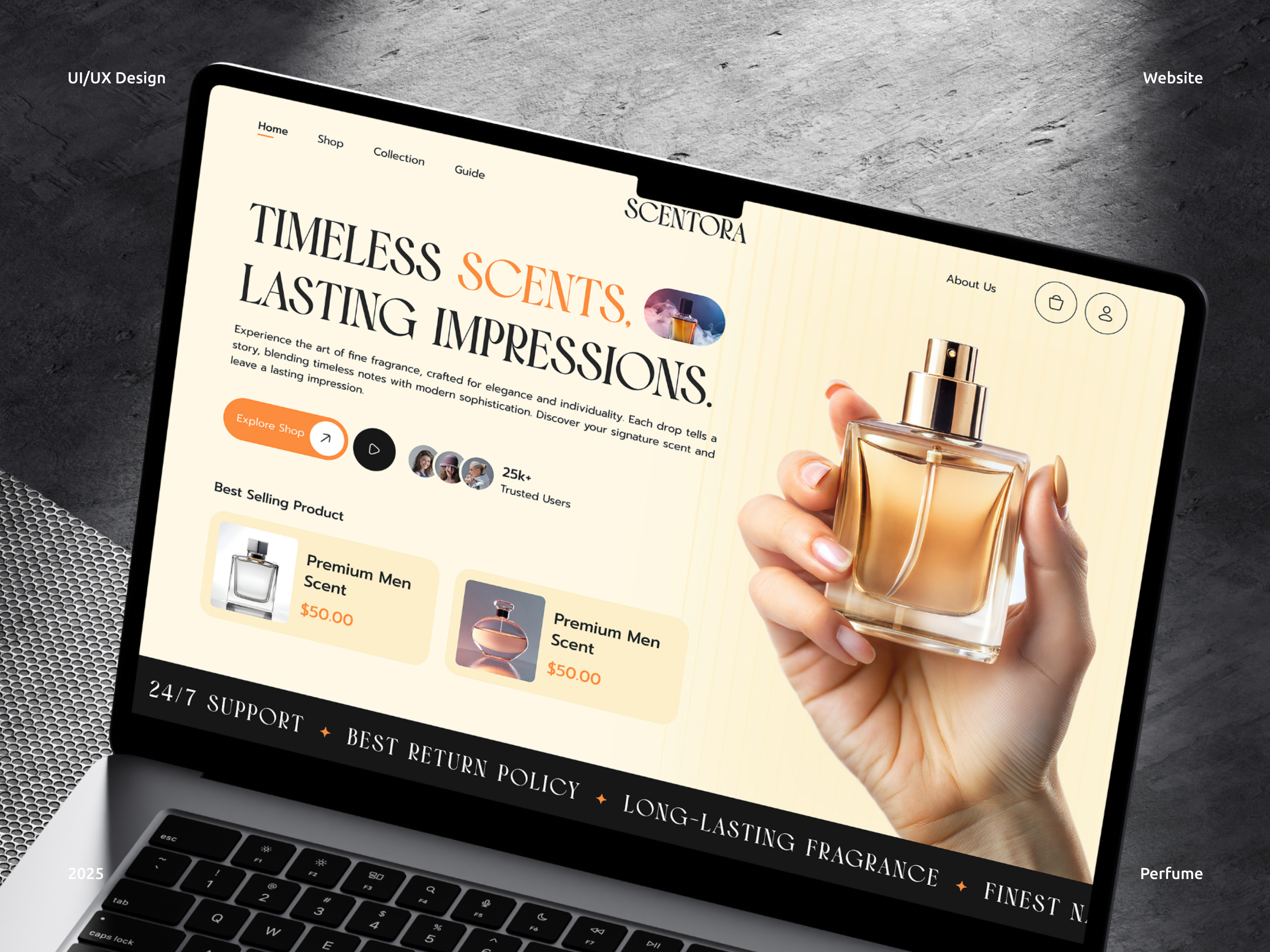 Perfume Fragrance Store Website UI Design e commerce website fragrance fragrance website landing page landing page ui online store perfume perfume branding perfume website uiux website website ui