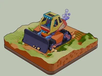 Cute Bulldozer 🚧 3d 3danimation 3dart 3dmodel 3drender b3d blender3d blenderart cuteart eeveerender isometric motiondesign
