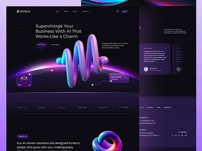 Venty — AI Business Website with Smart UX and Scalable Design ai agents ai agents landing page ai business website ai saas design app artificial intelligence automation platform design automation ui branding clean business ui data analytics web design design enterprise saas ui framer tech website graphic design landing page machine learning platform responsive ai layout webflow ai site