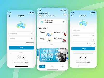 WashNGo App UI app design graphic design ui ux