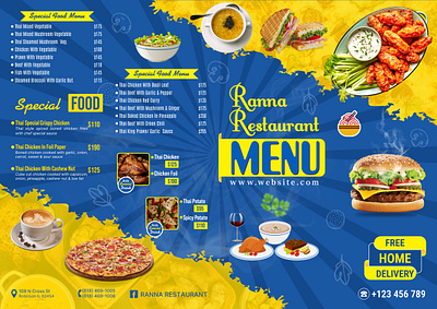 Double A4 Restaurant Menu branding coffee food flyer food items food menu menu rabiulzyx restaurand menu restaurant menu