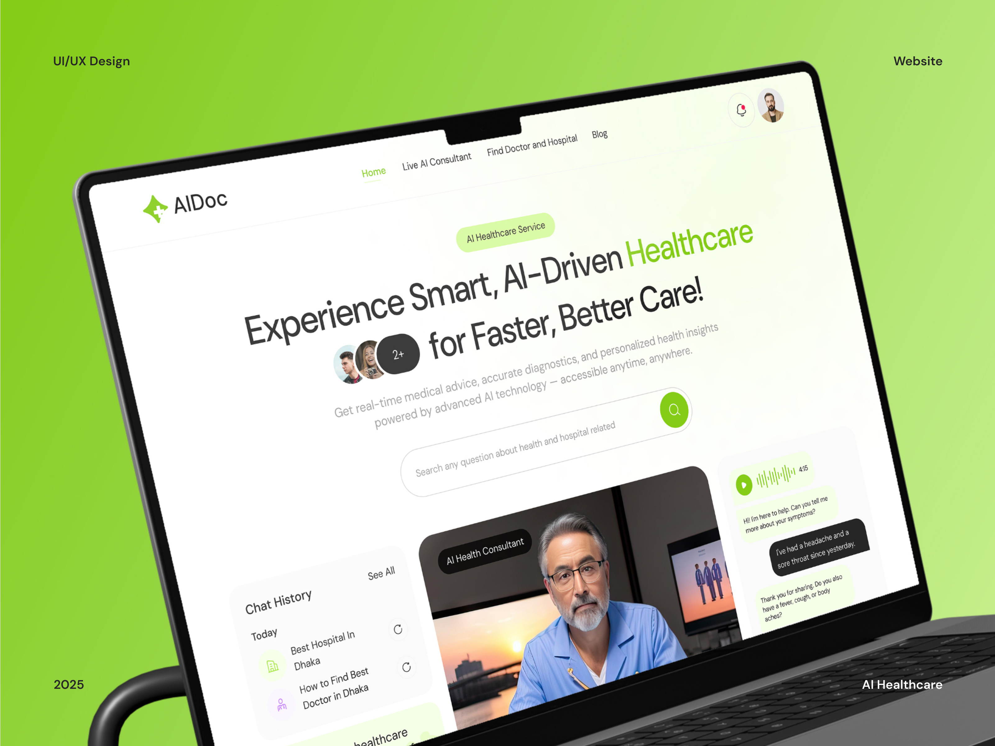 AI Healthcare & Telemedicine Website UI Design ai ai healthcare ai telemedicine figma health healthcare landing page landing page design telemedicine uiux website website design