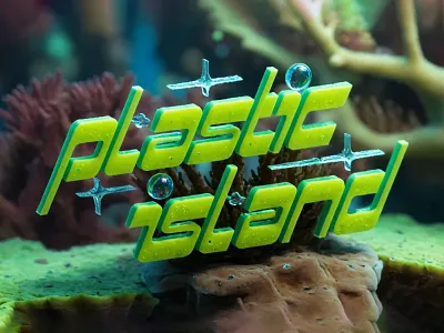 Plastic Island Y2K Render ae ai bubble graphic design handlettering identity island lettering logo logotype plastic render type typography underwater y2k
