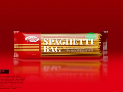 Glossy Spaghetti Pasta Bag Mockup design food illustration mock up mockup package packaging psd template ui
