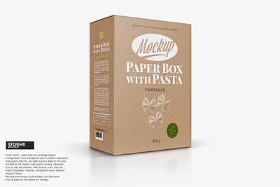 Kraft Box with Pasta Mockup design food illustration mock up mockup package packaging psd template ui