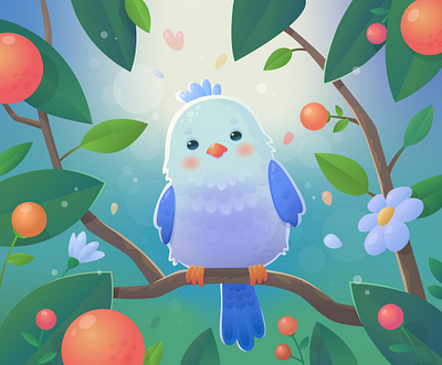 Птичка в апельсинках feather