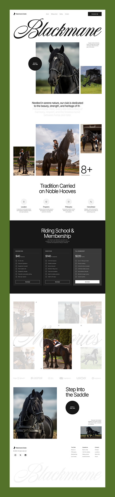 Blackmane Estate home page horse landing page ui ui design web design website