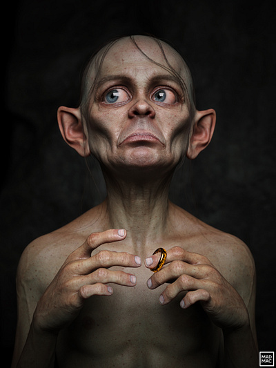 Gollum portrait 3d character digital art fanart fellowshipofthering gollum hobbit lordoftherings lotr middleearth mordor mypresious noai portrait render ring ringsofpower smeagol theonering tolkien
