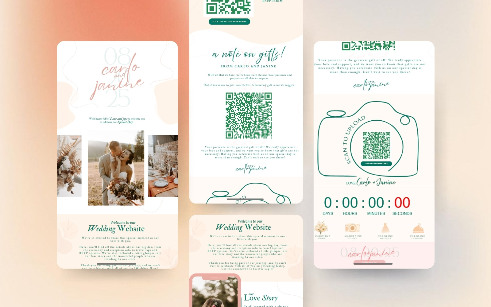 Beige Aesthetic Wedding Website Template (Canva) beigewedding canvatemplate design graphic design invitation ui website websitetemplate wedding weddinginvitation weddingtemplate weddingwebsite