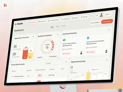 HireOn — HR Management Dashboard | SaaS App | Potential ai ai app analytic app design dashboard design figma hireon home hr hrm potential report saas saas app ui uiux design ux web web app