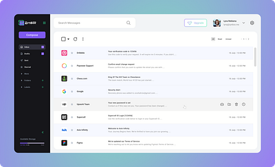 ZynBox - Email Dashboard branding button design email email app email dashboard email design email interface email website graphic design inbox ui logo shahriar durjoy shahriar uix typography ui ui design upgrade user experience user interface ux design